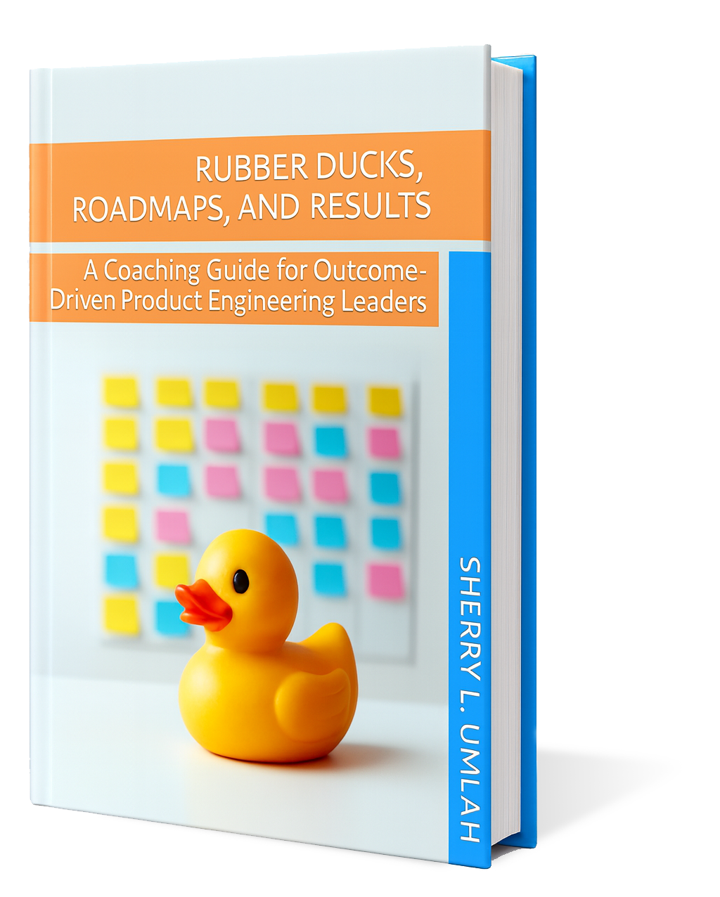 Book cover of rubber duck in front of kanban board